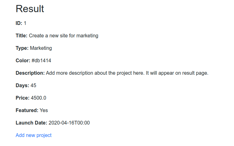 Spring Boot + Thymeleaf Form Result